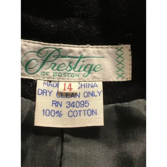 Prestige of Boston Blazer Womens 14 Black Velvet Single Button Lined Jacket - Picture 6 of 6
